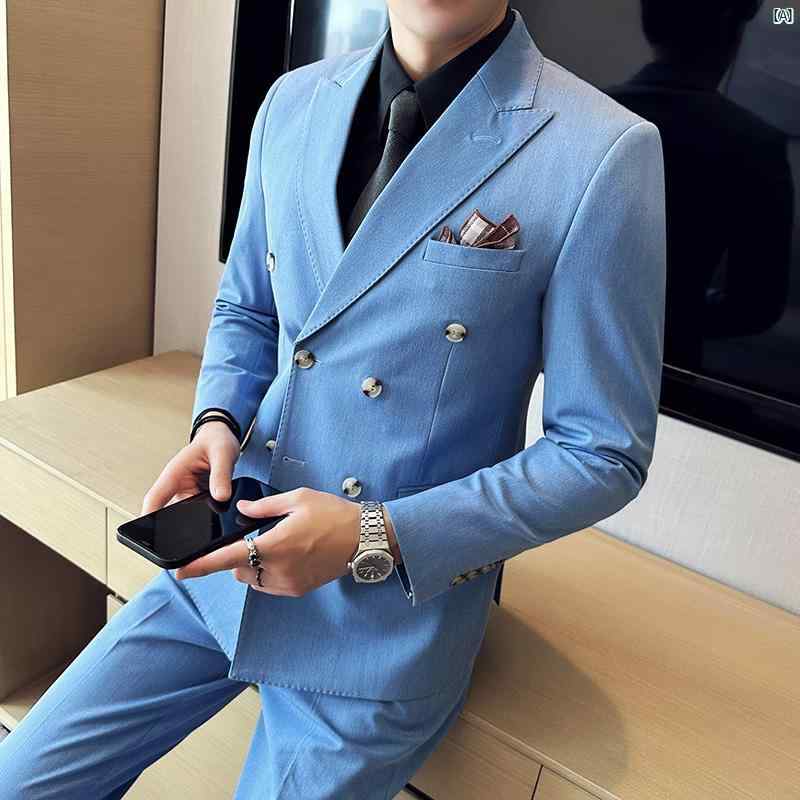 ダブルブレストビジネスカジュアルスーツ SU0143R-Base