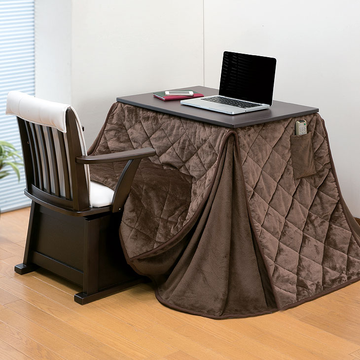 デスクこたつ パソコンデスク こたつ こたつ布団 椅子付き 3点セット テレワーク 在宅勤務 1人用 ハイタイプ 木製 ダイニングこたつ