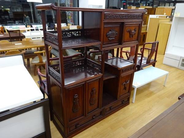 アンティーク家具 昭和家具 木彫家具 サイドボード 彫刻家具 中国家具 チェスト 古道具買取、レトロ