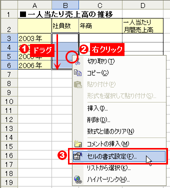 Excelで計算結果を千円単位・百万円単位で表示したい