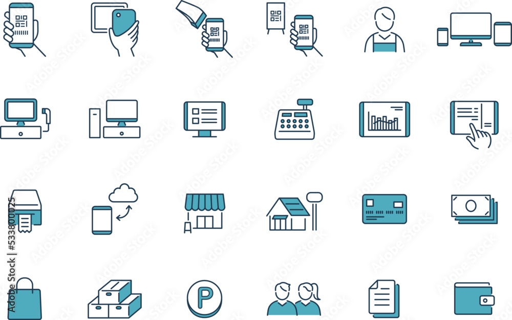 キャッシュレス決済線形アイコンピクトグラム端末シンプル ベクターイラストテンプレート素材PSDダウンロード