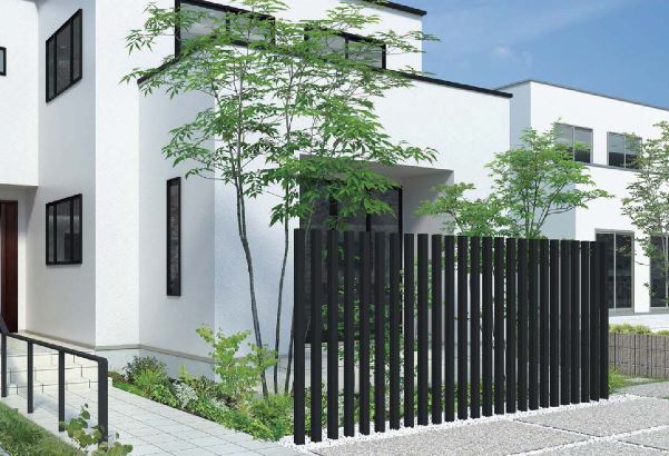 ゆとりのある階段とスリットのエクステリアアトリエグリーン松本塩尻市・松本市の外構・エクステリア専門店です