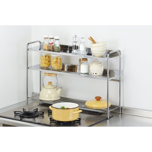 Qoo10下村企販 コンロコーナーラック ステンレスプレート