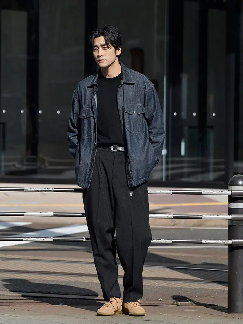 AmazonBestmoodメンズ テーラードジャケット デニム スリム デニムジャケット 長袖 ブレザー スーツ 2つボタン フォーマルカジュアル アウター 細身 ビジネス おしゃれ 秋 P黒コート・ジャケット 通販