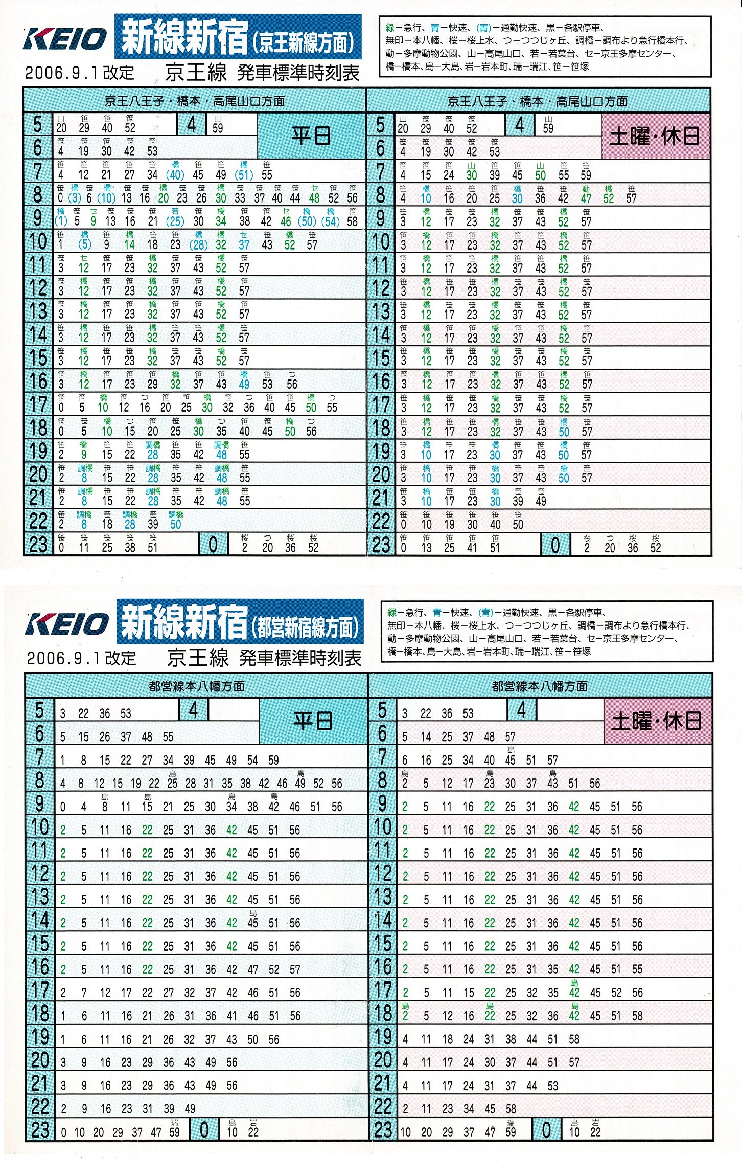 京王線全駅一覧式時刻表を見てみる!! - おきらく娯楽工房