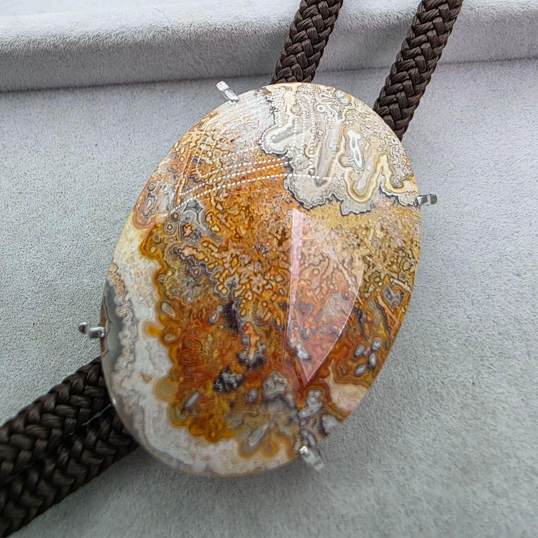 ループタイ メノウカットループタイ グリーンメノウ カット天然石販売名取貴石 オリジナル商品 天然石原石鉱物