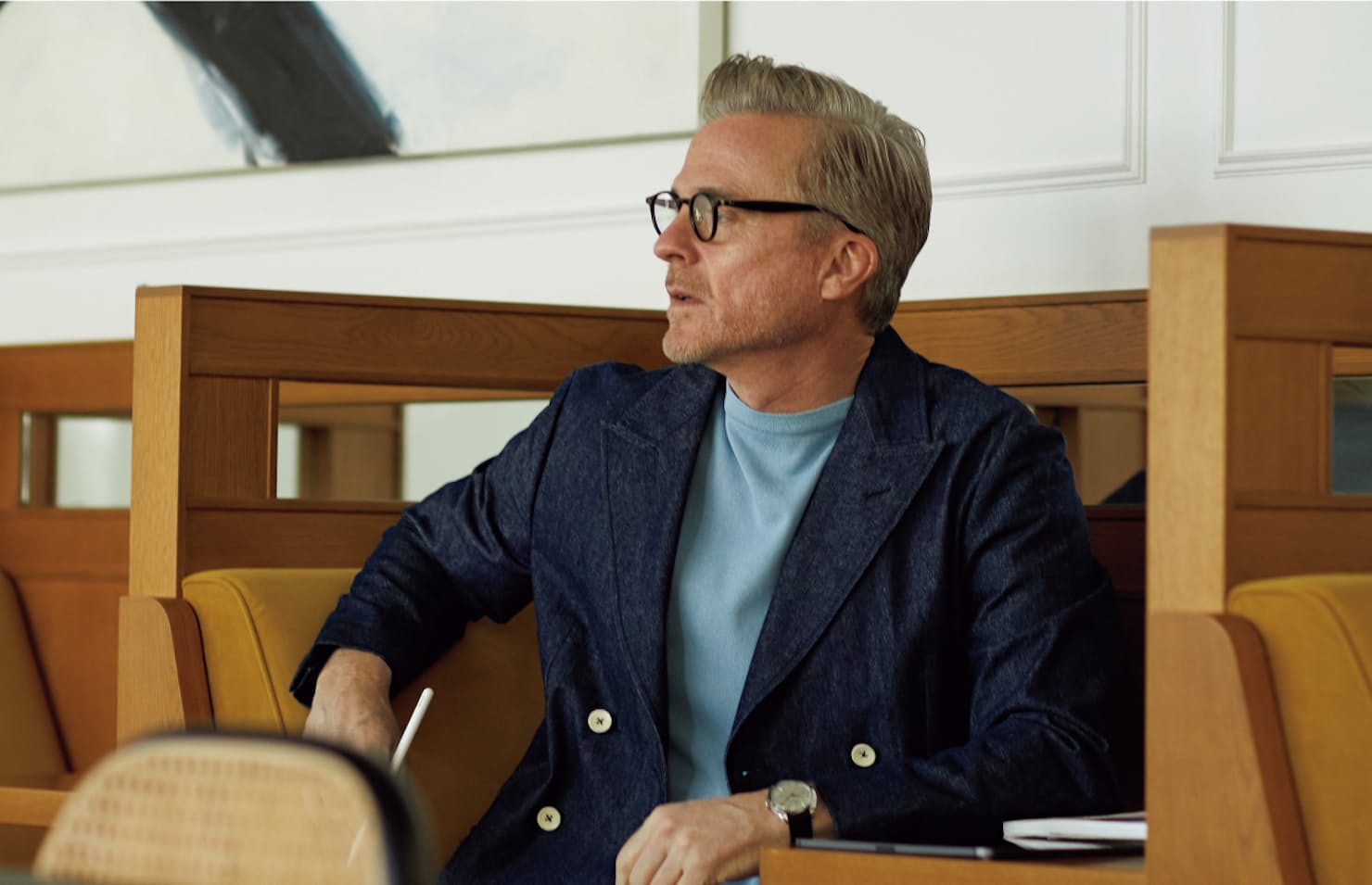 m.f.editorial デニム調ジャージ スリムフィット 2ボタンジャケット セットアップ可能メンズ セットアップ ジャケット ビジネスカジュアル アウター 通勤 仕事紺-ファッション通販 FASHION WALKER