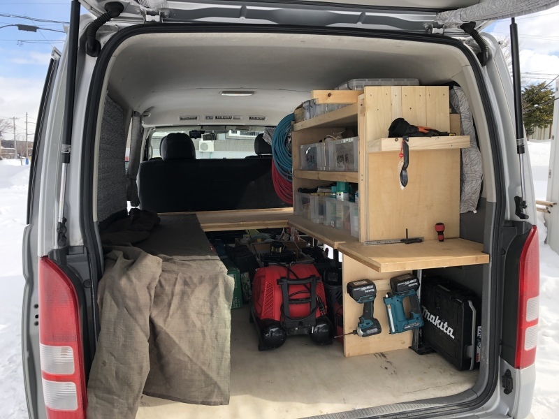 ハイエースDX用 職人棚 作業車