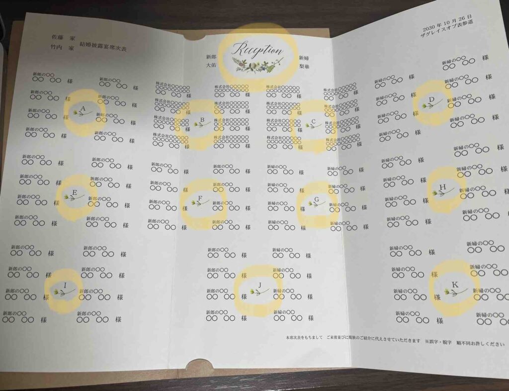 Dear graphy ディアグラフィー ネイビー席次表結婚式 席次表ならPIARY ピアリー