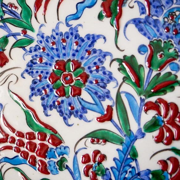 Amazonトルコ陶器 トルコ絵皿 トルコ雑貨 トルコタイル タイル コースター 直径11cm鶯色とチューリップとカーネーションの輪 コースター オンライン通販