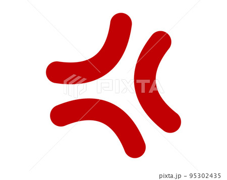 色塗りできる血管・怒りマーク 輪郭線 のイラストぬれよん-ぬれるフリーイラスト