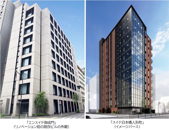 ガラスのファサードと青い空を持つモダンなオフィスビル。パースビュー。の写真素材・画像素材 Image 202601358