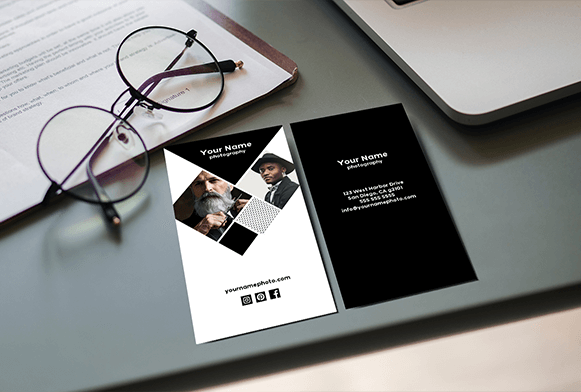 写真名刺テンプレート、Photoshop テンプレート、横長ウェディング名刺、ウェディング ボヘミアン名刺、マーケティング パンフレット - Etsy日本