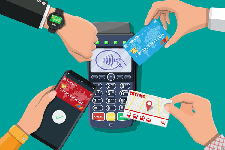 キャッシュレス決済をする手元：イラスト無料