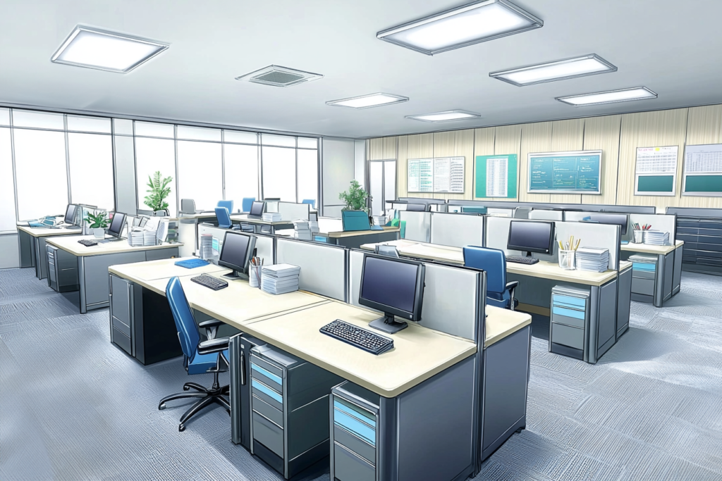 色塗りできるビル・会社のイラストぬれよん-ぬれるフリーイラスト