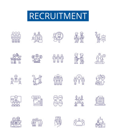 採用、採用、人事、キャリア、面接、雇用、配属ラインのアイコン。のイラスト素材・ベクター Image 85758107