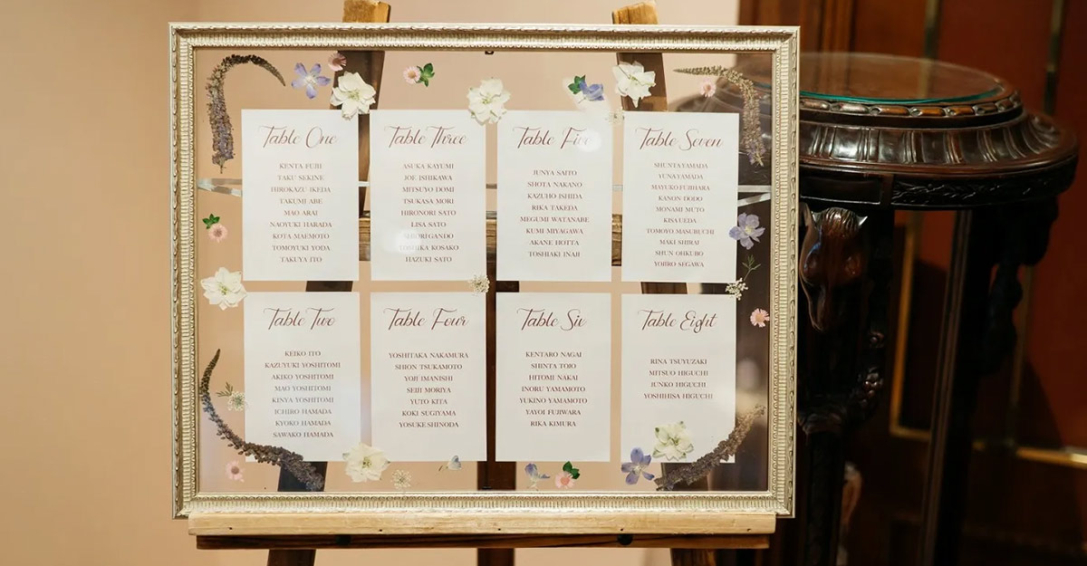 席次表のかわりに♡長テーブルシーティングチャート│ウェディング 結婚式