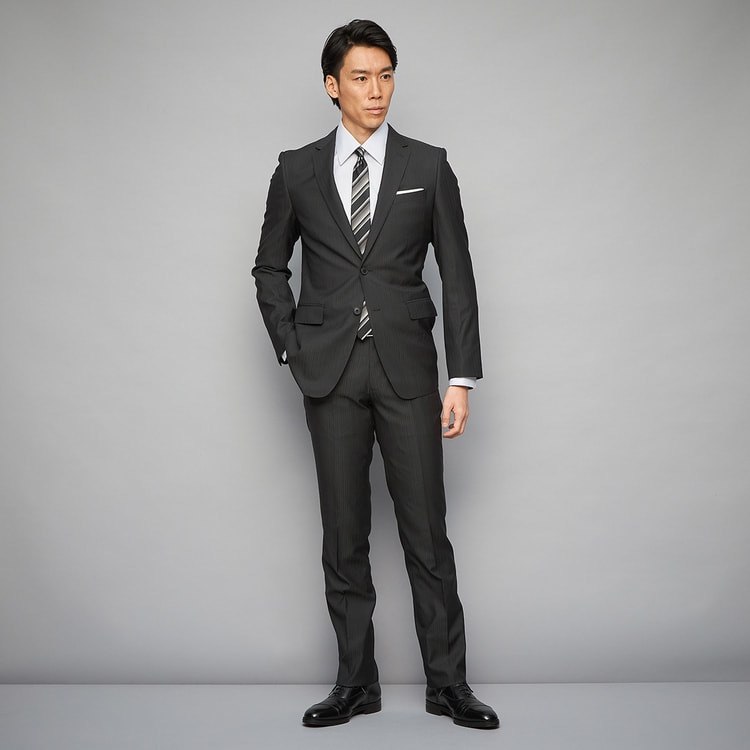 楽天市場 WEB限定 スーツ ウォッシャブル ストレッチ 2つボタン ピンストライプ CH22 グレー系 スーツスクエア : SUIT SQUAREOUTLET
