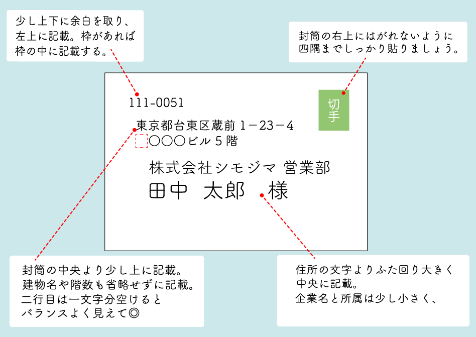 仕事・ビジネス 宛名の書き方 封筒手紙の書き方