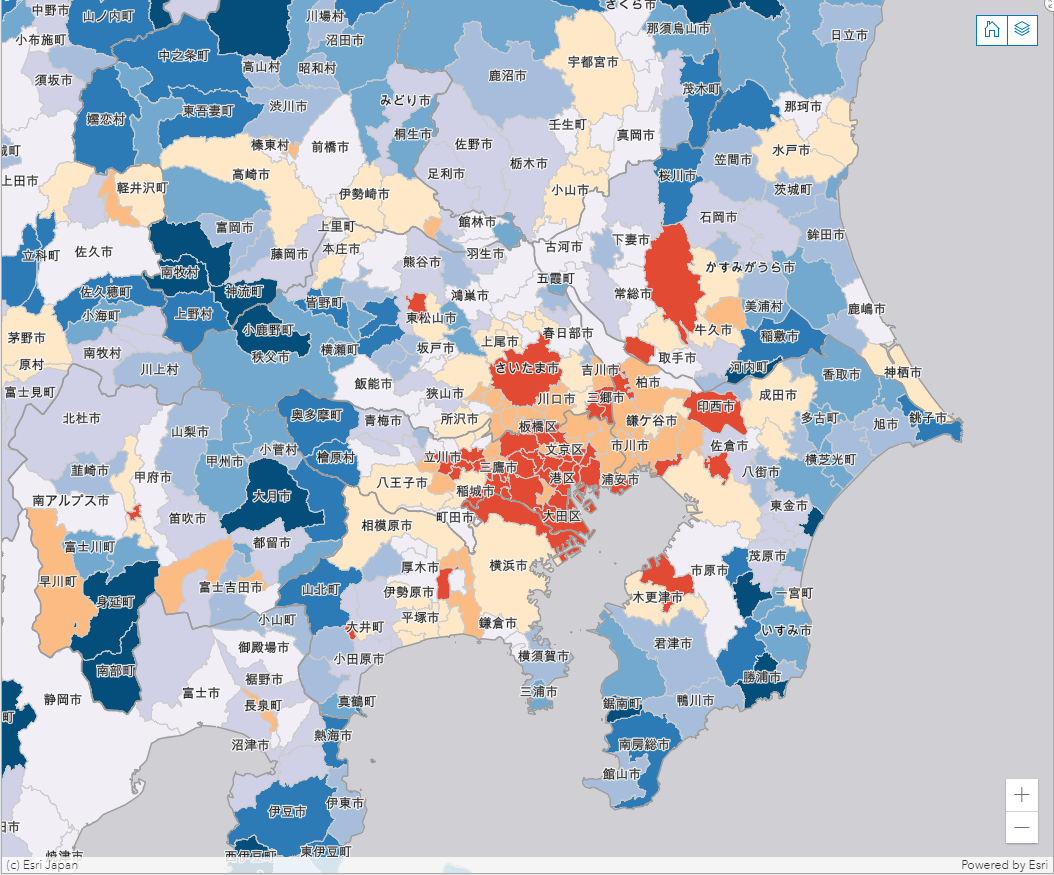 千葉県の市区町村別人口のグラフ