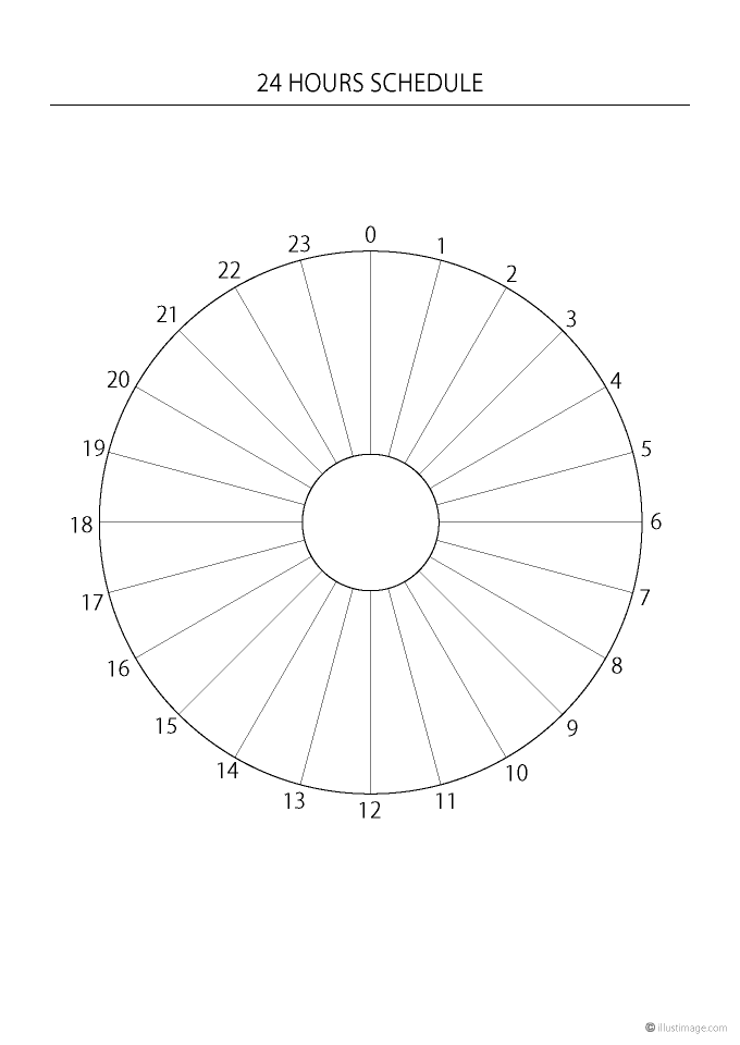 タイムスケジュール表の無料テンプレートをダウンロード！ PDF A4 印刷 書式 24時間を円グラフ管理