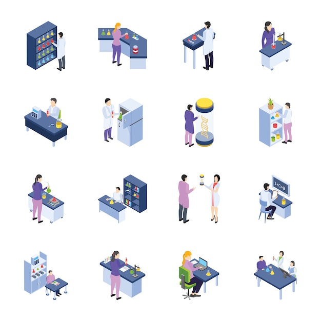 トレンディなフラット デザイン科学研究所アイコンのコレクションのイラスト素材・ベクター Image 83438456