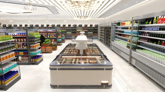 スーパーマーケットのデザインレイアウト現代的な販売バナナ食料品店果物と野菜店の棚スーパーマーケットのディスプレイラック