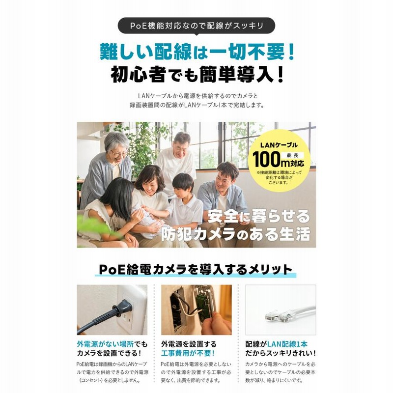 防犯カメラ 監視カメラ 家庭用 店舗用 屋外 屋内 室内 監視 1～8台 セット マイク内蔵 録音 200万画素事務所 駐車場 車上荒らし 防水 暗視広角 暗視カメラ スマホ監視 高解像度 ドーム型カメラ ネットワーク遠隔監視 SET-420-820 防犯関連グッズ