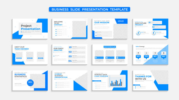 ビジネスパワーポイントテンプレートデザインPremiumベクトル素材