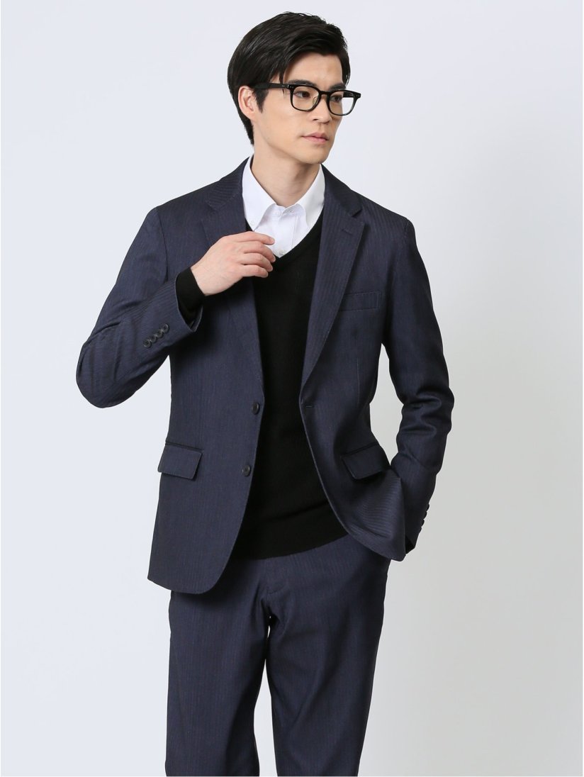 デ・プレネイビースラックス00サイズ 限りなく黒に近い濃紺 ビジネスカジュアルの装い：