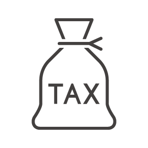 税金のイラストに鎖でつながれたお金の箱を持つビジネスマン。のイラスト素材・ベクター Image 92828970