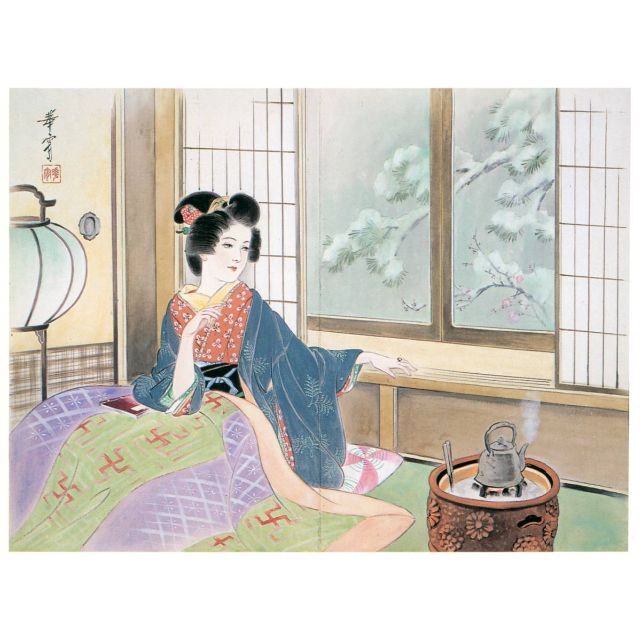 高畠華宵 時代絵巻「移りゆく姿」展(後半) 弥生美術館 華麗な女性が屏風にたくさん描かれて華やかな雰囲気になっています。