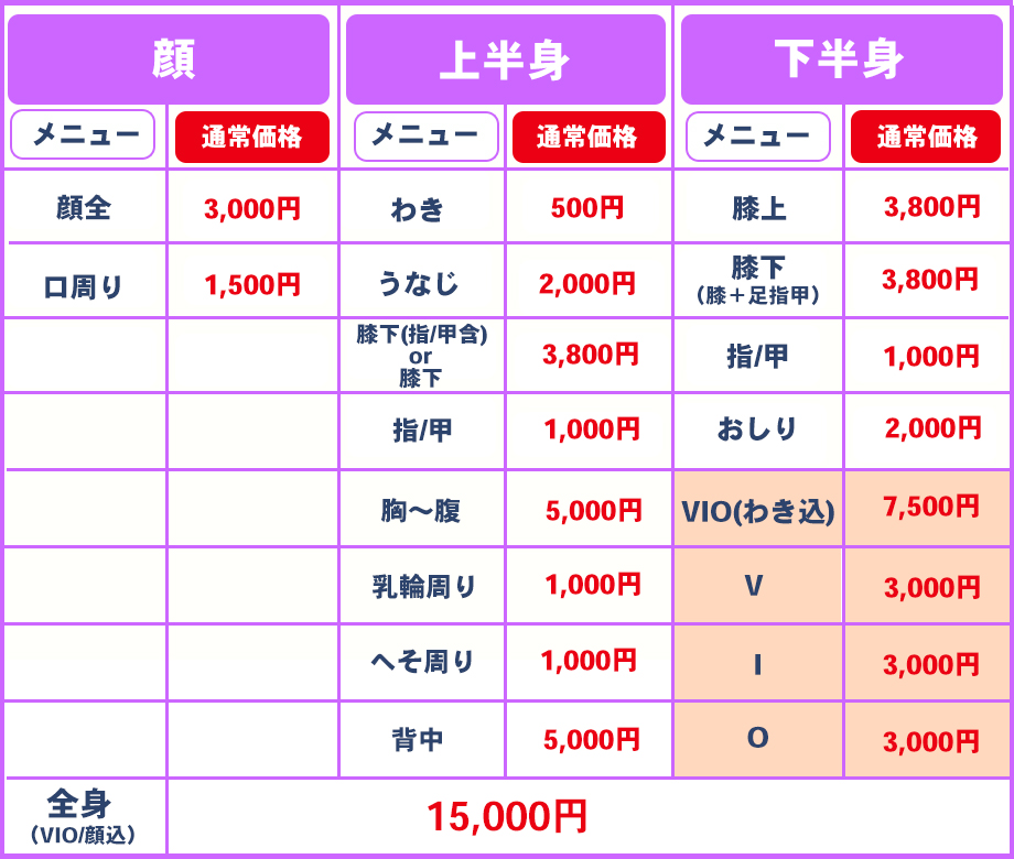 脱毛コース料金 | 熊本市 The First