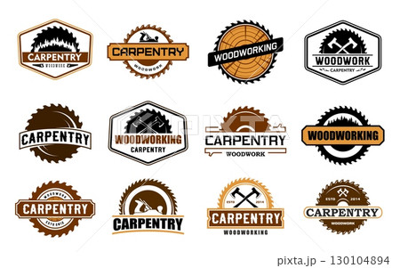 大工仕事 ロゴマーク 工事 セットのイラスト素材 - PIXTA