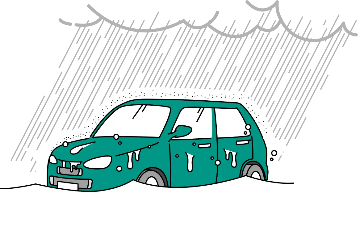 洪水で車が水没した。水害による水没車は、車両保険の対象？ソニー損保