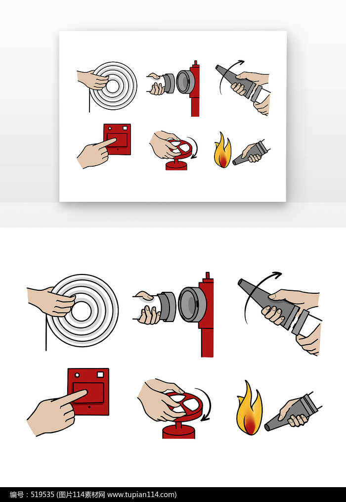 海斯迪克消防栓使用步骤标识贴HK-57 消防栓使用标识4 不干胶20*26cm 3张1件