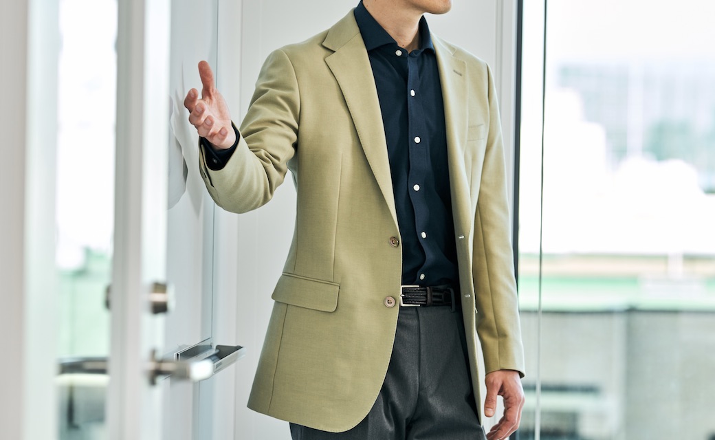 AUEN ブラック、ネイビー スラックス S セット サックスシャツ×ネイビースラックス 腕まくり biz16ss_02724ビジネス・オフィス