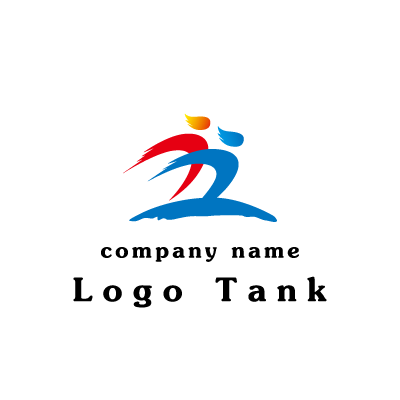 赤と青の躍動感のあるロゴ ロゴタンク 企業・店舗ロゴ・シンボルマーク格安作成販売