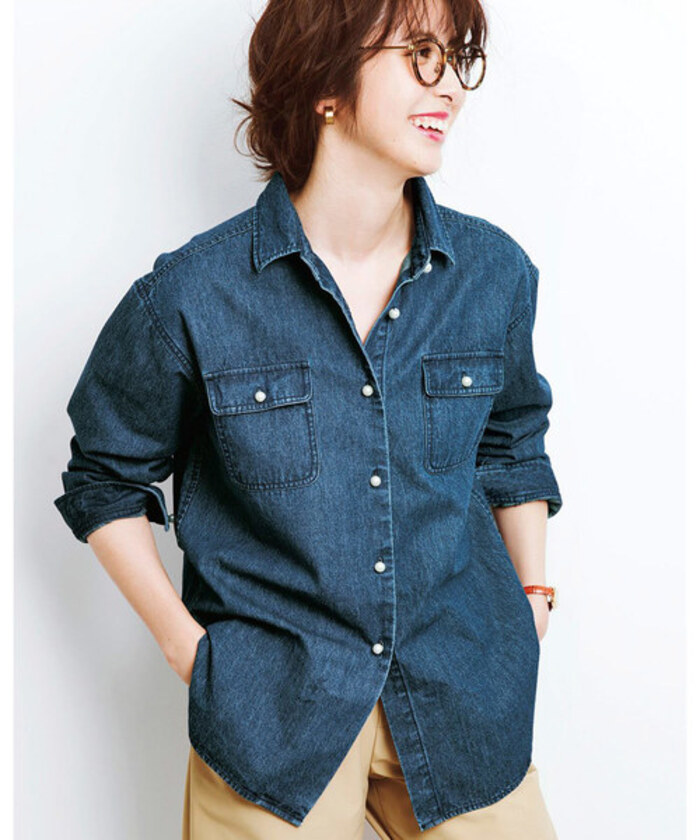 デニム パンツ レディース ジーパン ハイウエスト カジュアル シンプル おしゃれ 普段着 マルチシーン 大人 レディース ファッション 春秋40代女性のオフィスカジュアル・通勤コーデのリアルと理想ニッセン