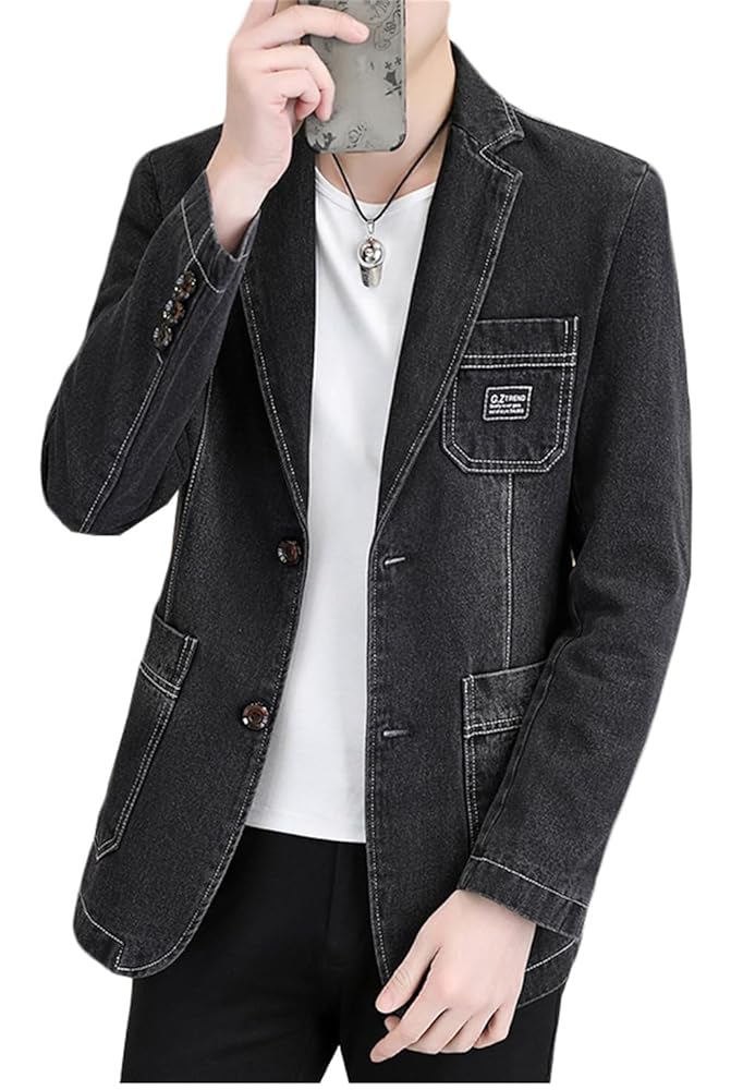 送料無料 デニムジャケット メンズ 秋 デニムスーツ テーラードジャケット アウター ビジネス スリムジャケット 中長コート カジュアル ジャケットメンズ 通勤 通学 オシャレ 長袖 スプリングコート 折り襟 ジャケット メンズ カジュアル アウター 秋春冬 日本製 デニム