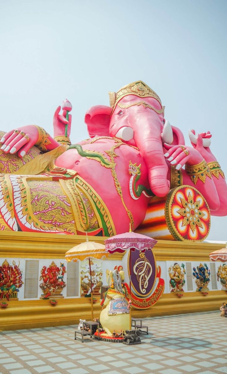 タイのお守り 夢を叶える 幸せのガネーシャ 恋愛成就 願望成就 金色 ピンクの