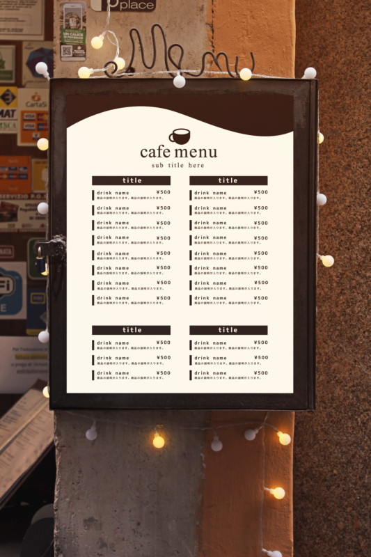 カフェメニュー表_01 編集可Canva納品Canva テンプレートショップ
