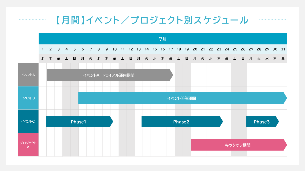 パワーポイントで見やすいスケジュール表8選！実例イメージ付でご紹介 - Document Studio - ビジネス資料作成支援メディア