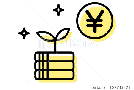 日本円の投資で資産運用するアイコン、シンプルな線画イラストのイラスト素材107733521- PIXTA