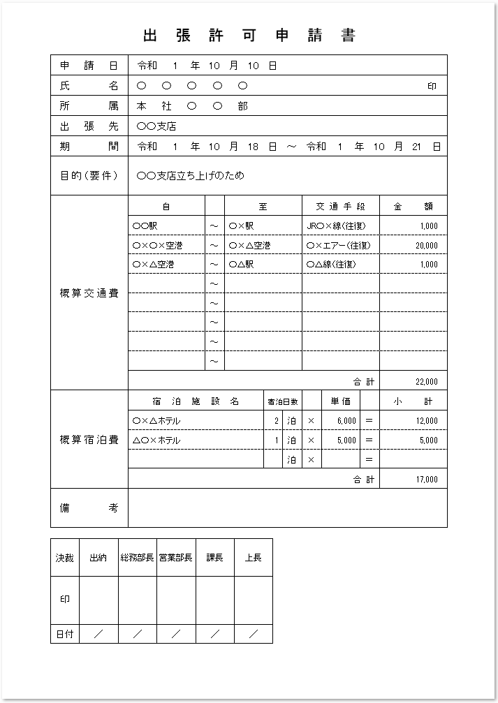 出張申請書のテンプレート無料ビジネステンプレートのダウンロードなら ボクシルSaaS