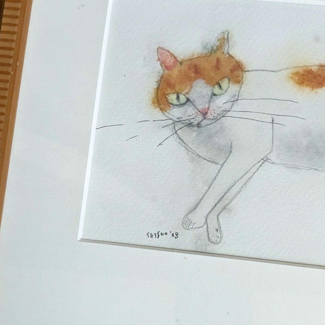 高原鉄男 原画 猫 アクリル 絵画