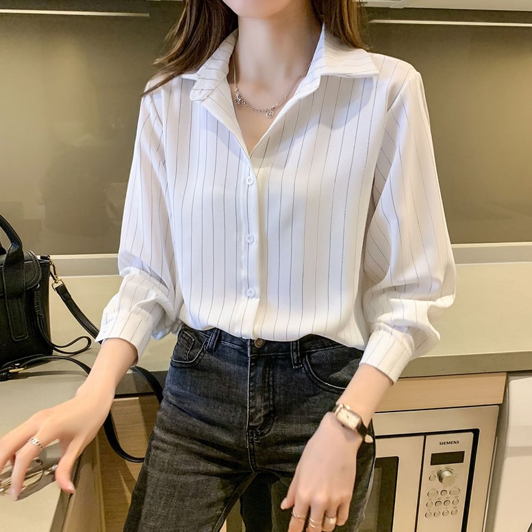 Amazon.co.jp: N A ブルーストライプシャツメンズビジネスカジュアルスリムフィットコットン長袖シャツの春と秋Color :Blue, Size : 43 code: ファッション