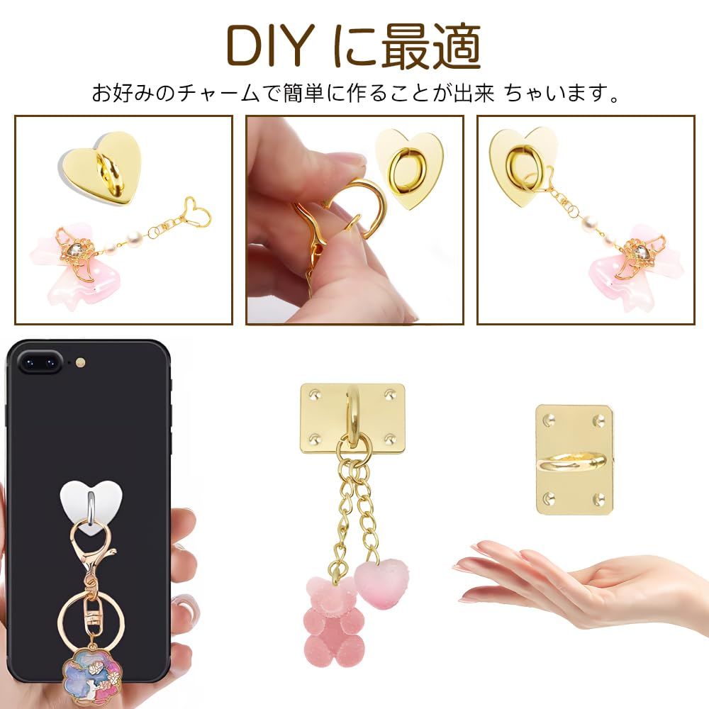 キーリングハンガー ハート ２個 ☆ ハンドメイド☆パーツ☆素材☆キッズアクセサリー☆かわいい