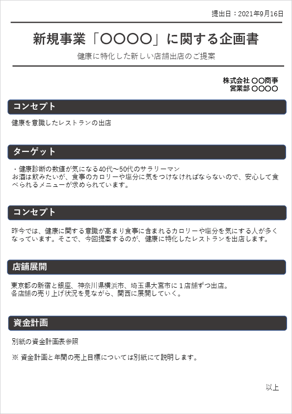 1枚で伝わる企画書の書き方と無料テンプレートWord・Excel・PowerPoint対応Bizroute