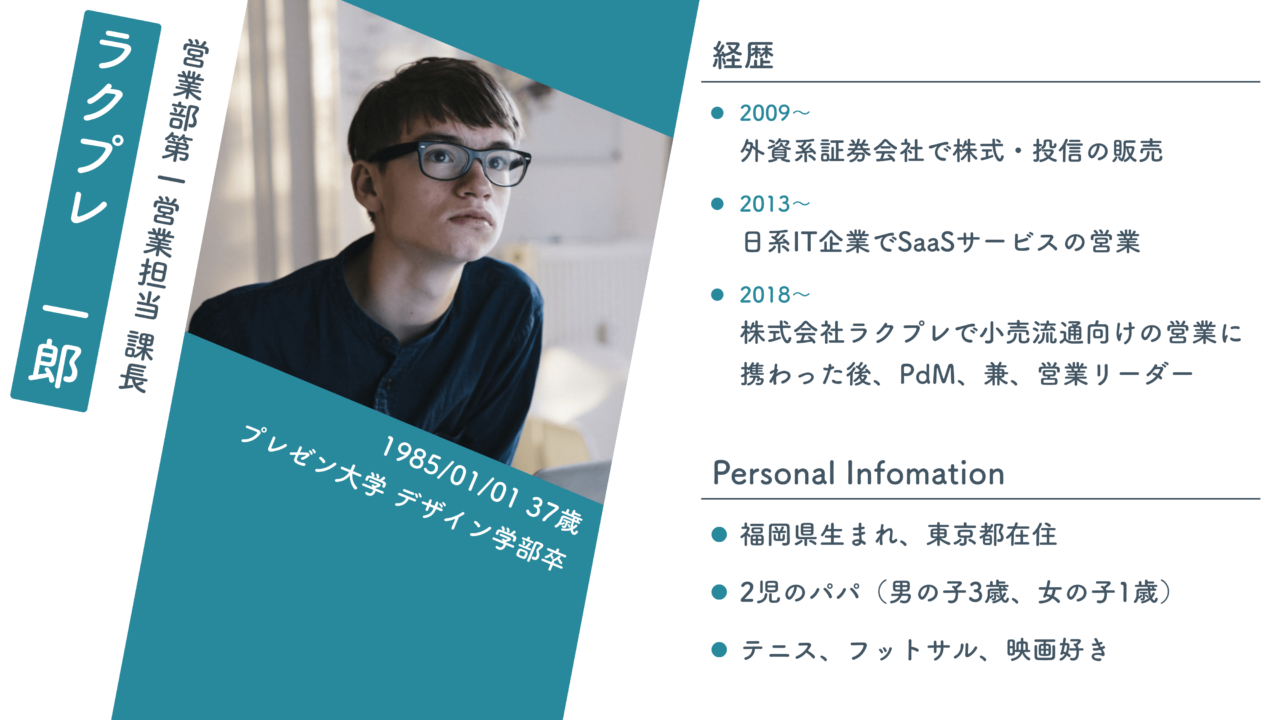 パワーポイントデザイン例 社員紹介のテンプレートデザイン